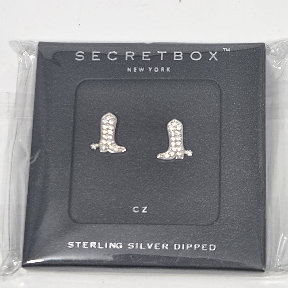 Secret Box New York CZ Sterling Silver Dipped Boot Earrings
